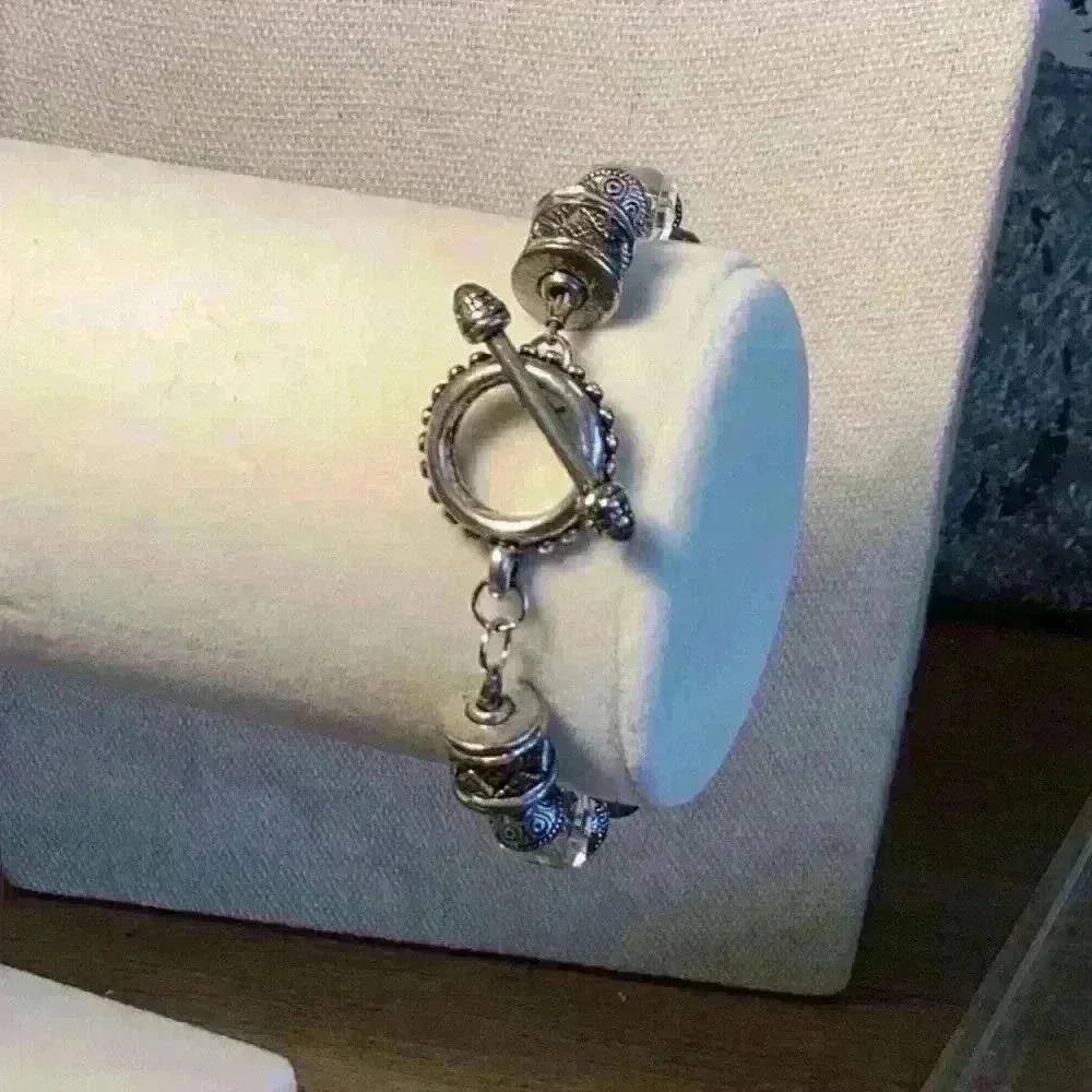 Sivler and Muti Colored Stretch Bracelet - Picture 3 of 5